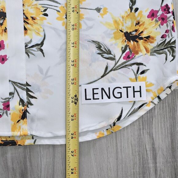 Express Shirt Women's Small White Floral Sheer Collard Top Business Casual - Picture 14 of 14